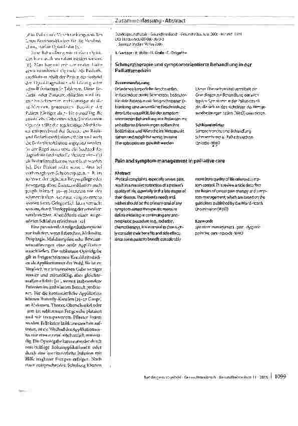 Vorschauseite 3: Schmerztherapie und symptomorientierte Behandlung in der Palliativmedizin