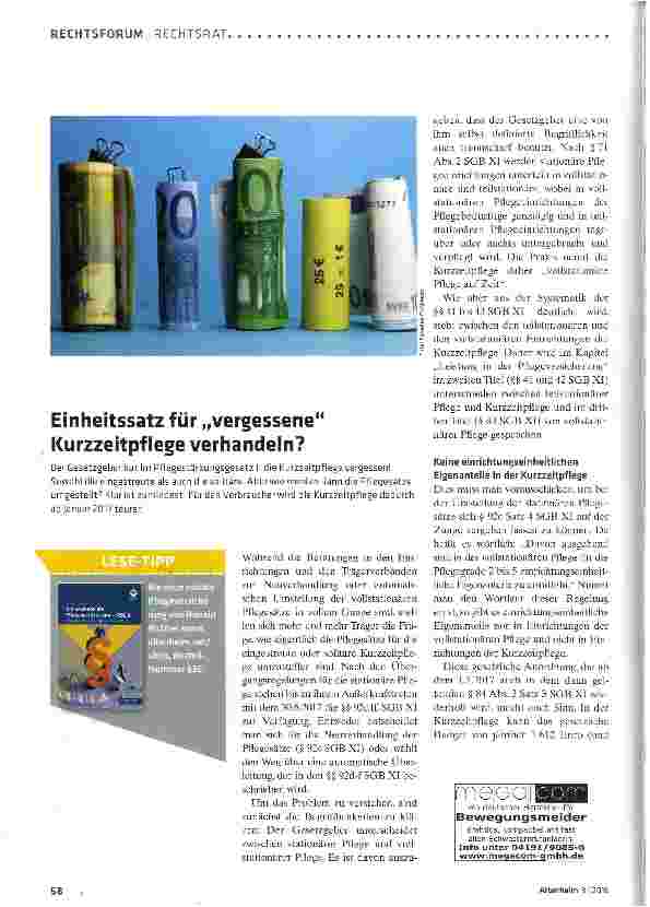 Vorschauseite 1: Einheitssatz für „vergessene Kurzzeitpflege verhandeln?