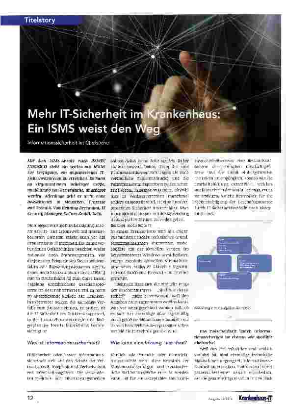 Vorschauseite 1: Mehr IT-Sicherheit im Krankenhaus: Eine ISMS weist den Weg