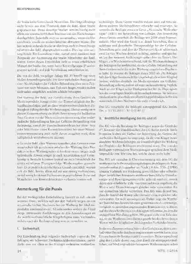 Vorschauseite 6: Irreführende Werbung mit der Dauerhaftigkeit eines Therapieerfolges für Cellulite-Behandlungen