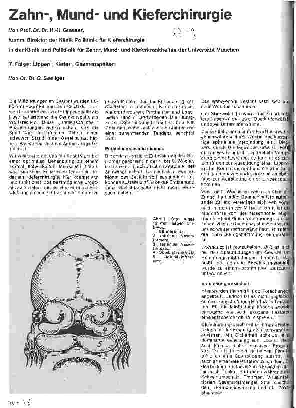Vorschauseite 1: Zahn-Mundund Kieferchirurgie 7. Folge: Lippen-, Kiefer-, Gaumenspalten