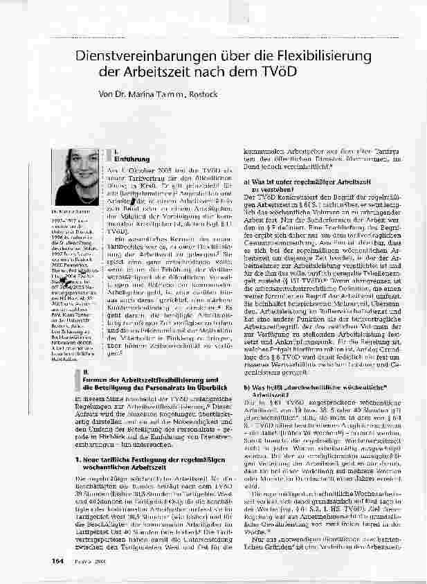 Vorschauseite 1: Dienstvereinbarungen über die Flexibilisierung der Arbeitszeit nach dem TVöD