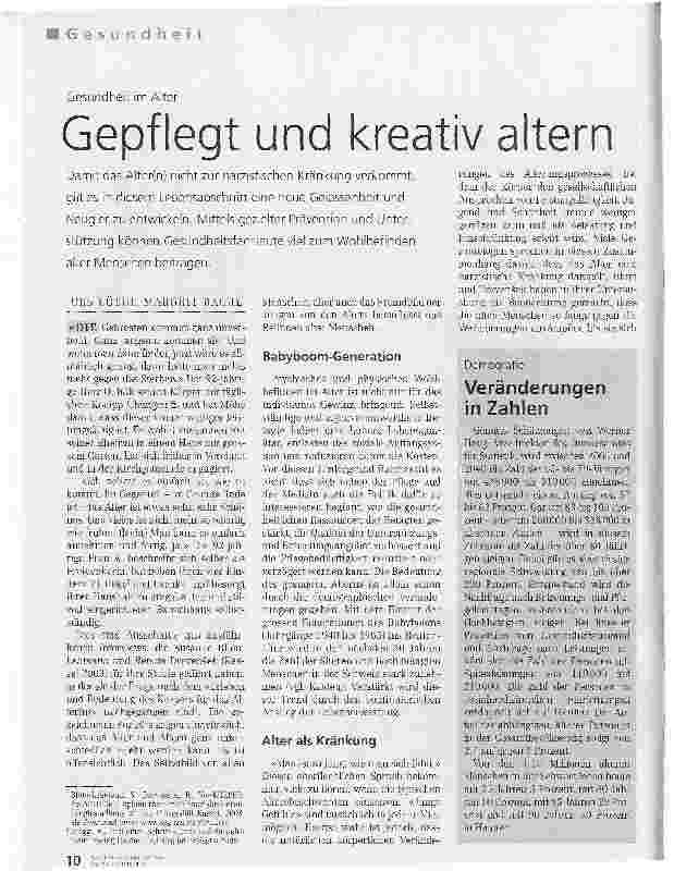 Vorschauseite 1: Gesundheit im AlterGepflegt und kreativ altern