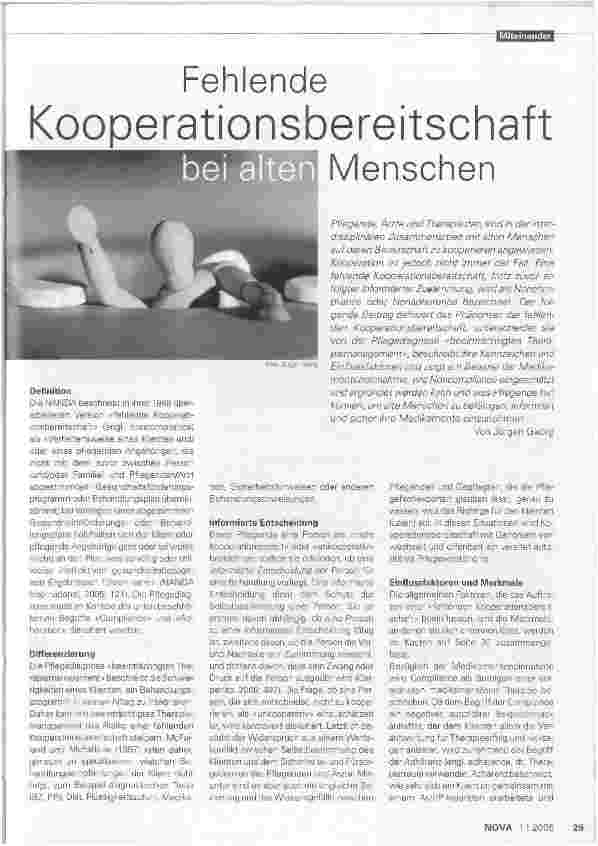 Vorschauseite 1: Fehlende Kooperationsbereitschaft bei alten Menschen