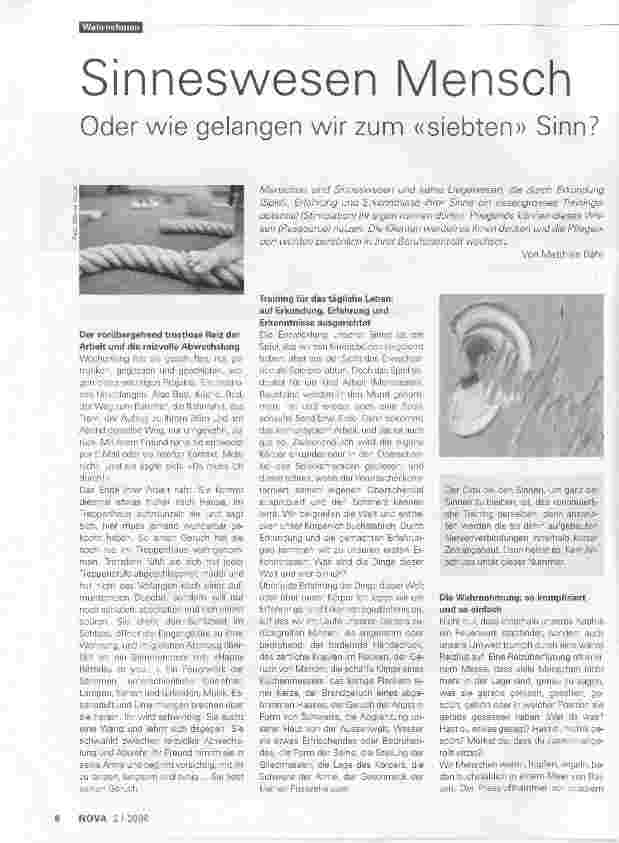 Vorschauseite 1: Sinneswesen MenschOder wie gelangen wir zum siebten Sinn?