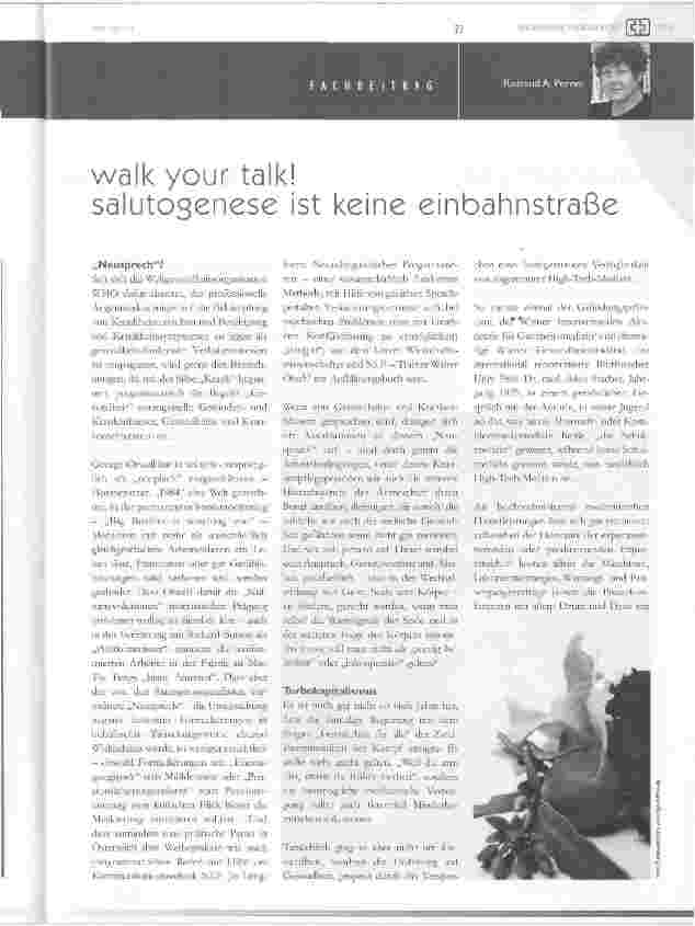 Vorschauseite 1: Walk your talk! Salutogenese ist keine Einbahnstraße
