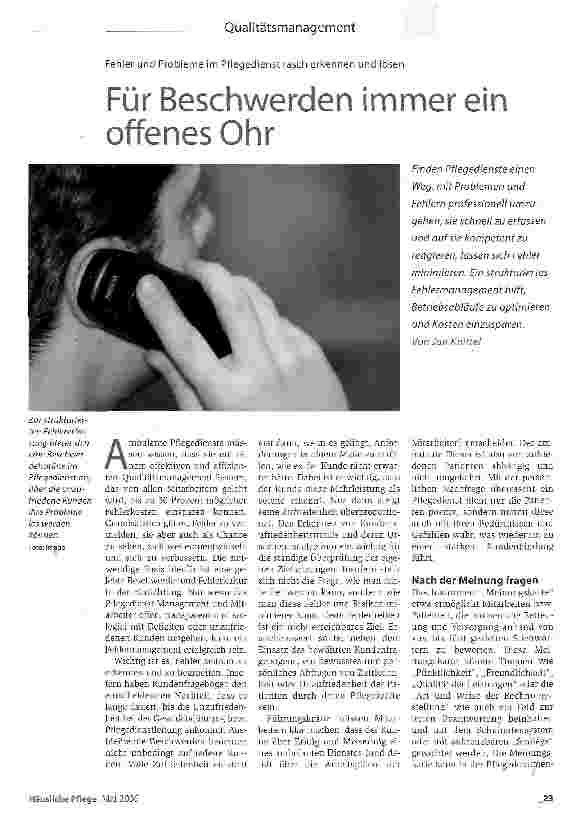 Vorschauseite 1: Für Beschwerden immer ein offenes Ohr