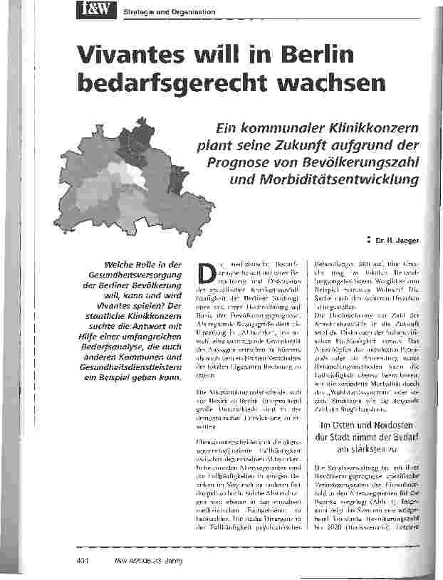 Vorschauseite 1: Vivantes will in Berlin bedarfsgerecht wachsen