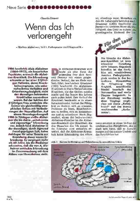 Vorschauseite 1: Wenn das Ich verlorengeht Morbus Alzheimer, Teil 1, Pathogenese und Diagnostik