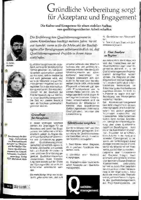 Vorschauseite 1: Gründliche Vorbereitung sorgt für Akzeptanz und Enagement