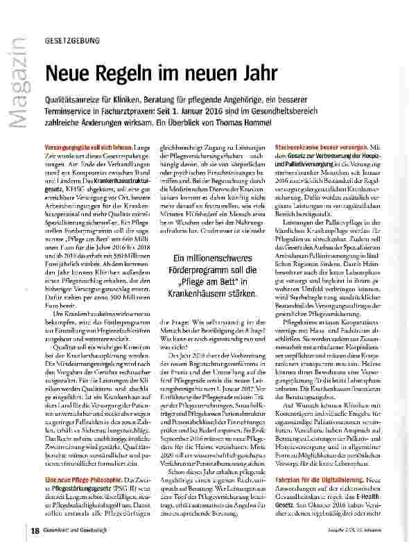 Vorschauseite 1: Neue Regeln im neuen Jahr