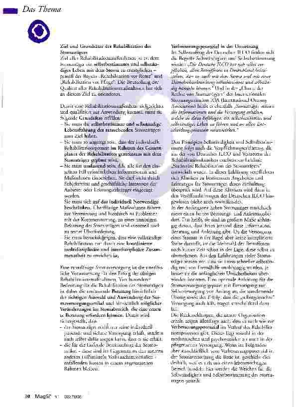 Vorschauseite 2: Die Rehabilitation von Stomaträgern - aus der Sicht der Betroffenen