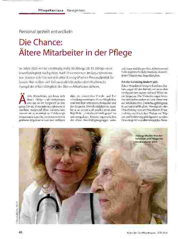 Vorschauseite 1: Die Chance: Ältere Mitarbeiter in der Pflege