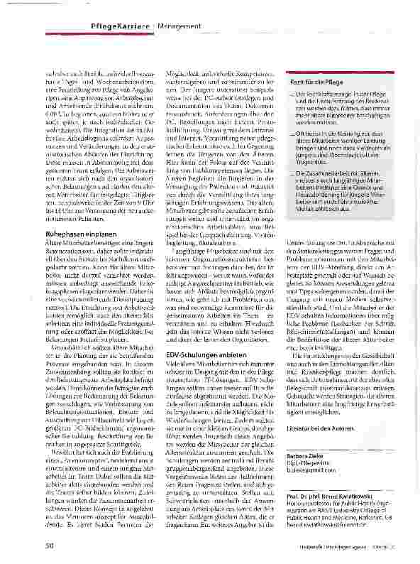 Vorschauseite 3: Die Chance: Ältere Mitarbeiter in der Pflege