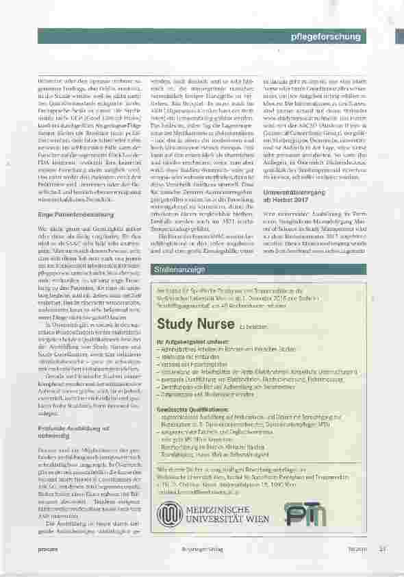 Vorschauseite 2: Clinical Study Nurse & Coordinator Ein neuer Berufsverband für alte Forderungen