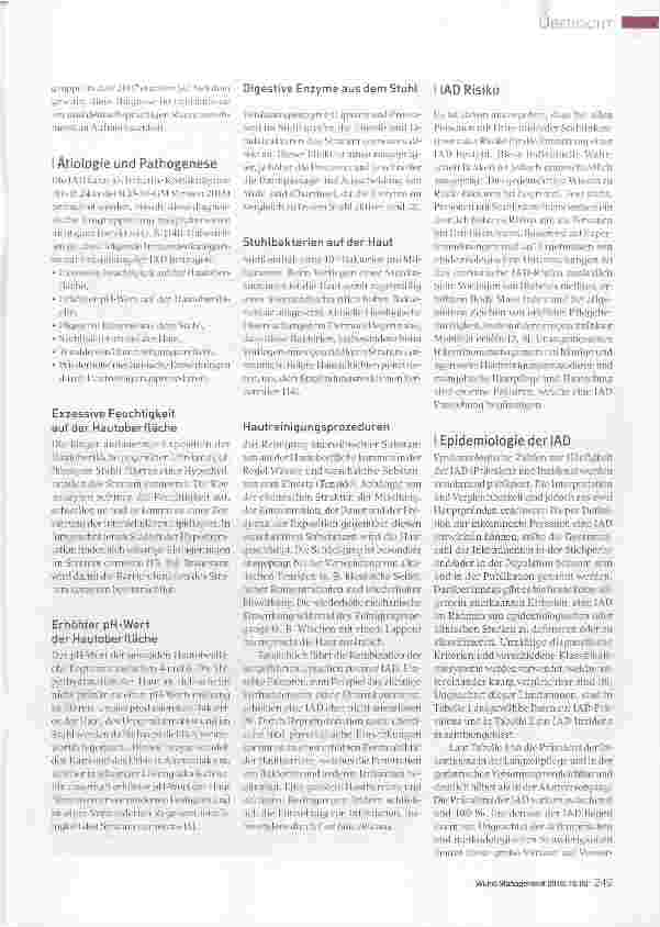Vorschauseite 2: Inkontinenzassoziierte Dermatitis (lAD): Ätiologie, Pathogenese,Risiko und Epidemiologie