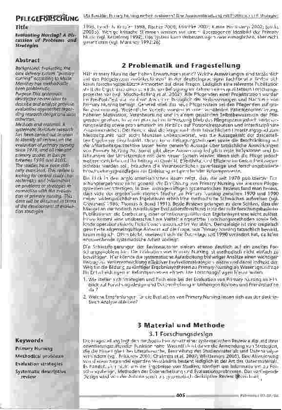 Vorschauseite 2: Primary Nursing einfach evaluieren?