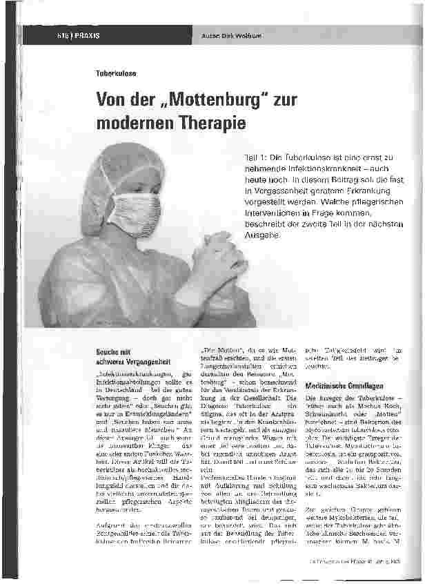 Vorschauseite 1: Von der Mottenbürg zur modernen Therapie