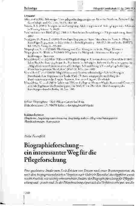 Vorschauseite 1: Biographieforschungein interessanter Weg für die Pflegeforschung