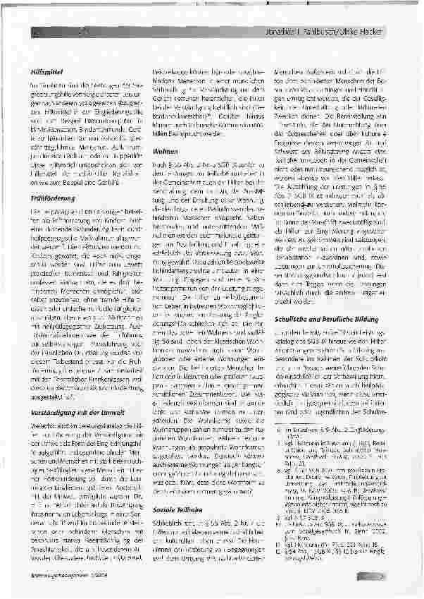 Vorschauseite 2: Die Eingliederungshilfe für Menschen mit Behinderungen - Rechtslage und Perspektiven