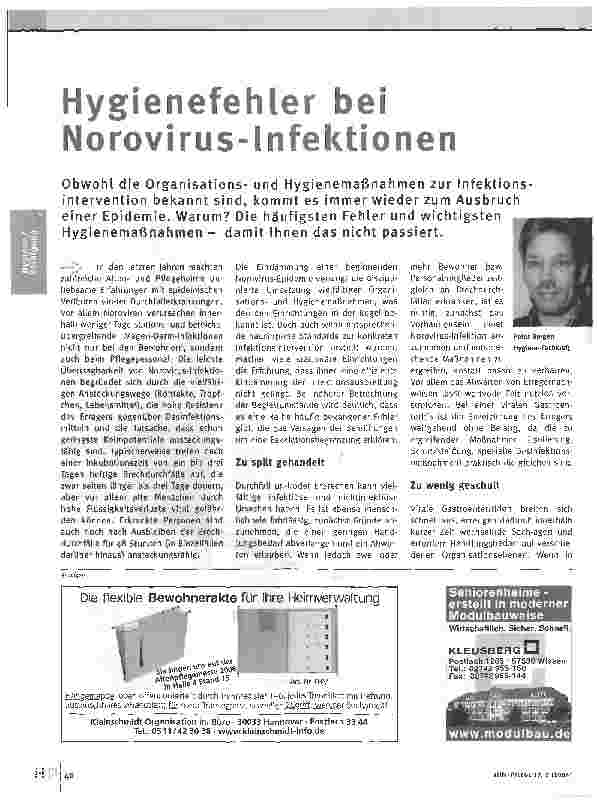 Vorschauseite 1: Hygienefehler bei Noro-Virusinfektionen