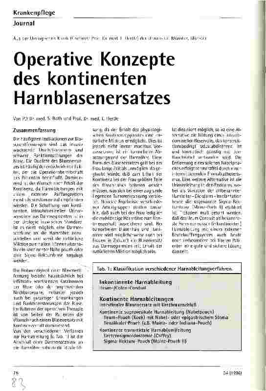 Vorschauseite 1: Operative Konzepte des kontinenten Harnblasenersatzes
