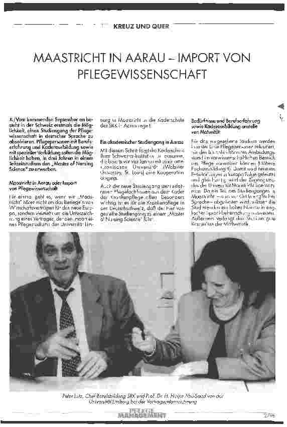 Vorschauseite 1: Maastricht in Aarau - Import von Pflegewissenschaft