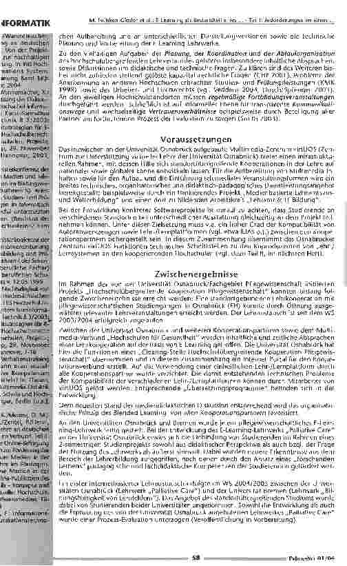 Vorschauseite 6: E-Learning als Bestandteil eines berufspädagogischen Lehrverbundes Pflegewissenschaft