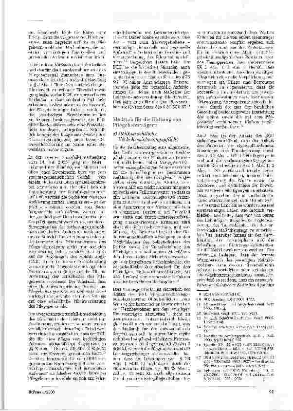 Vorschauseite 2: Zur Haftung des Pflegeheimträgers bei sturzbedingten Verletzungen von Heimbewohnern