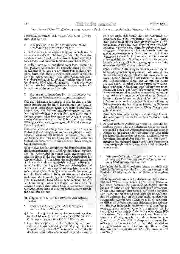 Vorschauseite 3: Betriebliches Eingliederungsmanagement - Rechtsfragen zur praktischen Umsetzung im Betrieb