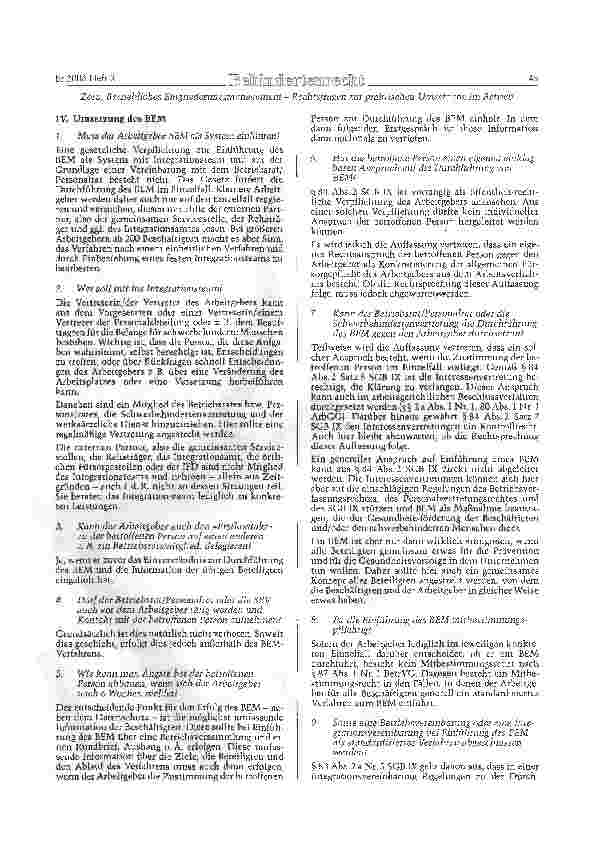 Vorschauseite 4: Betriebliches Eingliederungsmanagement - Rechtsfragen zur praktischen Umsetzung im Betrieb