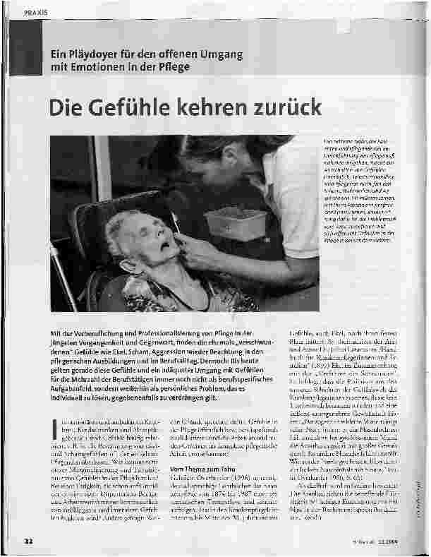 Vorschauseite 1: Ein Pläydoyer für den offenen Umgang mit Emotionen in der Pflege - Die Gefühle kehren zurück