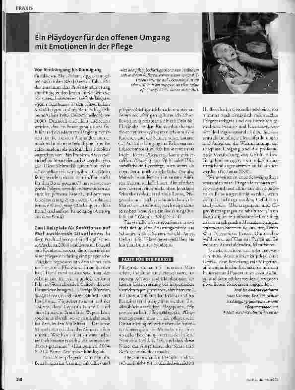 Vorschauseite 3: Ein Pläydoyer für den offenen Umgang mit Emotionen in der Pflege - Die Gefühle kehren zurück