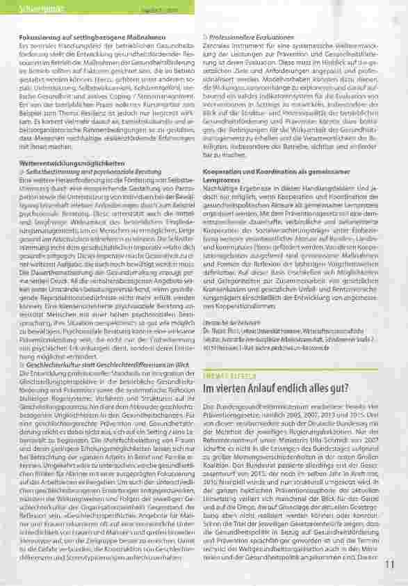 Vorschauseite 2: Das Präventionsgesetz als Chance für das betriebliche Gesundheitsmanagement