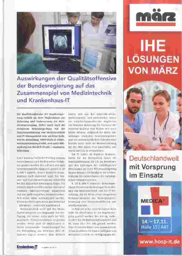 Vorschauseite 1: Auswirkungen der Qualitätsoffensive der Bundesregierung auf das Zusammenspiel von Medizintechnik und Krankenhaus-IT