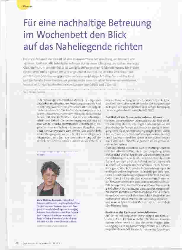 Vorschauseite 1: Für eine nachhaltige Betreuung im Wochenbett den Blick auf das Naheliegende richten