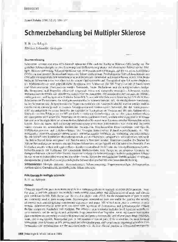 Vorschauseite 1: Schmerzbehandlung bei Multipler Sklerose