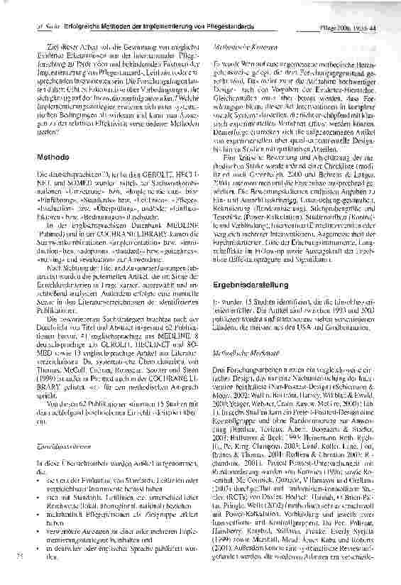 Vorschauseite 3: Erfolgreiche Strategien und Methoden der Implementierung von Pflegestandards Eine systematische Übersichtsarbeit