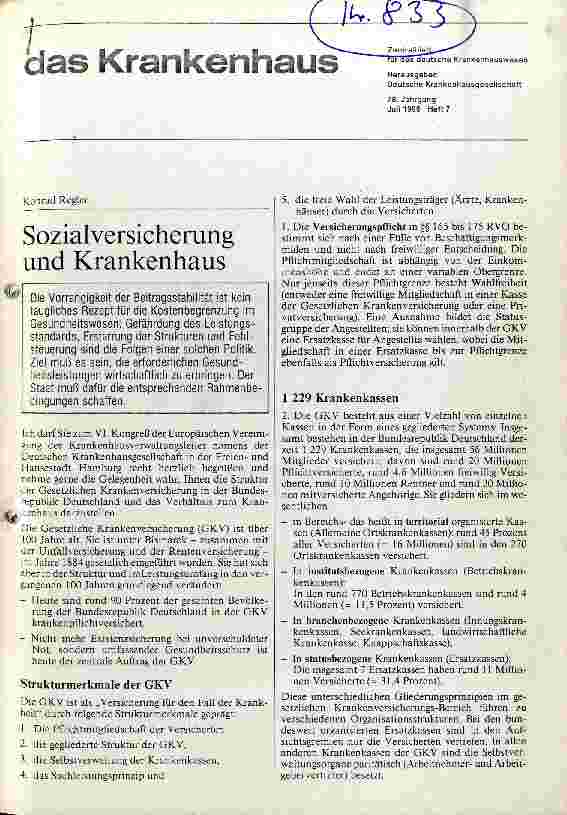 Vorschauseite 1: Sozialversicherung und Krankenhaus