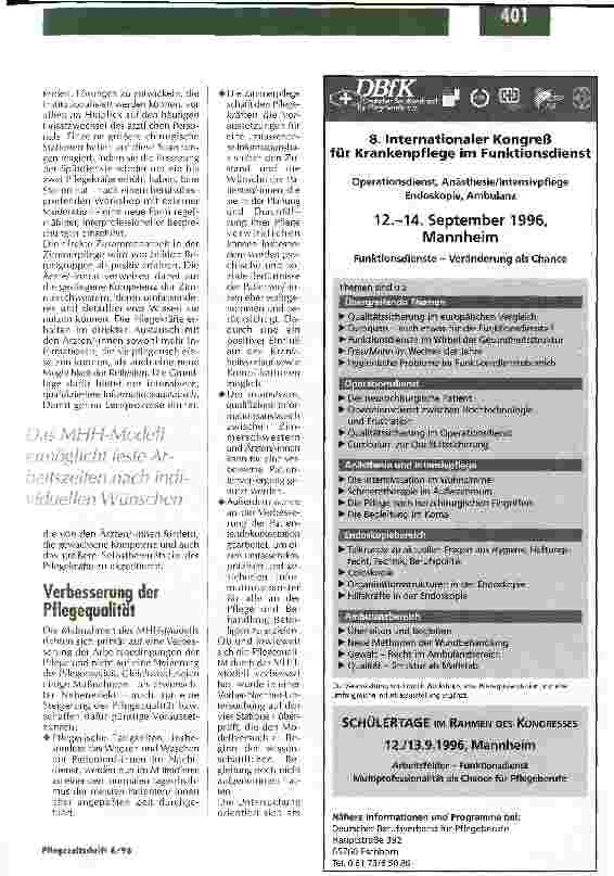 Vorschauseite 4: Arbeitszufriedenheit fördert die Verweildauer von Pflegenden im Beruf Feste Arbeitszeiten und Zimmerpflege/Teil 2