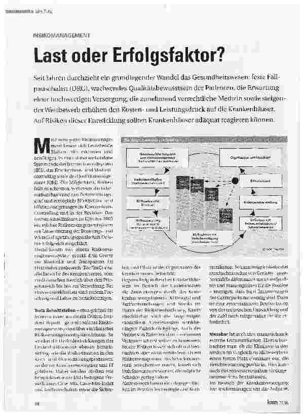 Vorschauseite 1: RISIKOMANAGEMENTLast oder Erfolgsfaktor?