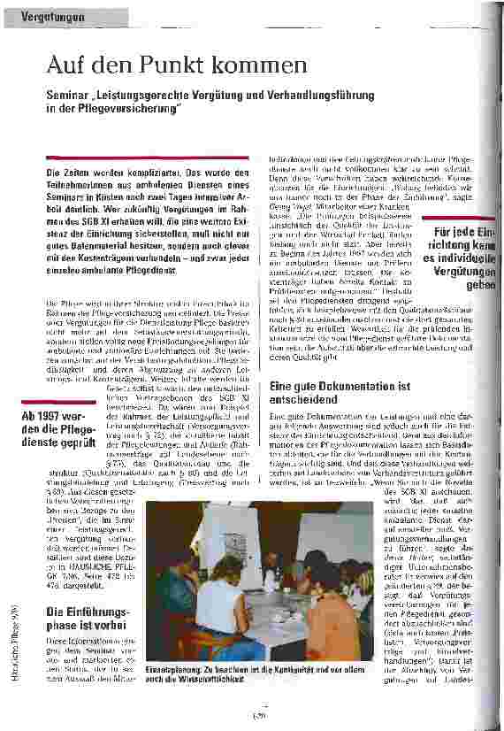 Vorschauseite 1: Auf den Punkt kommen Seminar Leistungsgerechte Vergütung und Verhandlungsführung in der Pflegeversicherung