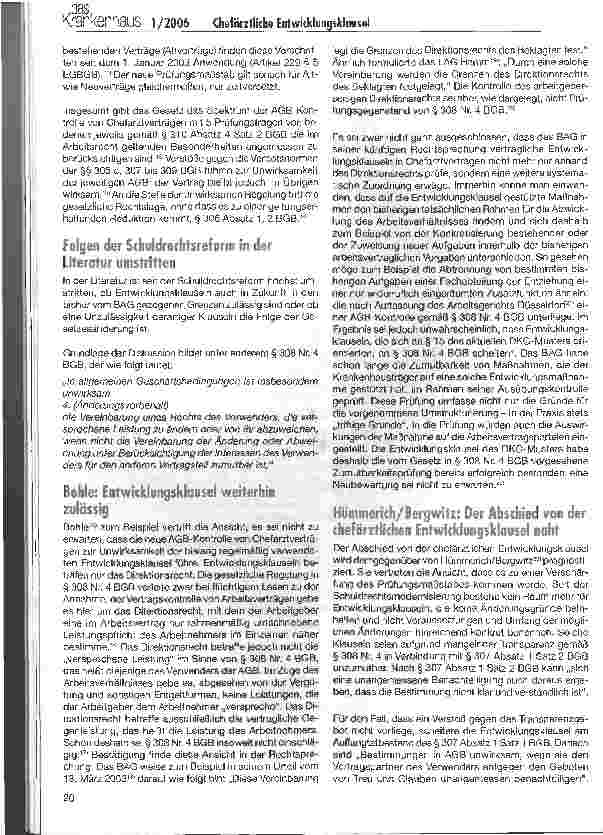 Vorschauseite 2: Das Ende der chefärztlichen Entwicklungsklausel?