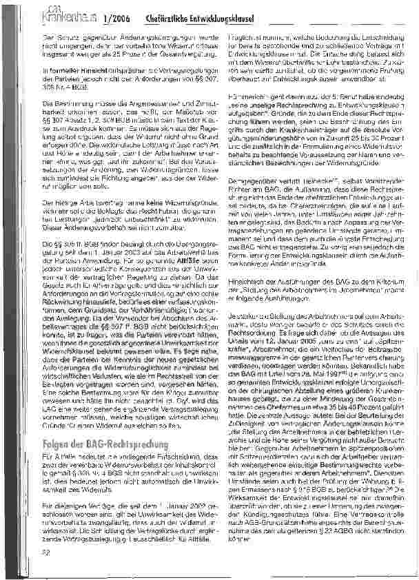 Vorschauseite 4: Das Ende der chefärztlichen Entwicklungsklausel?