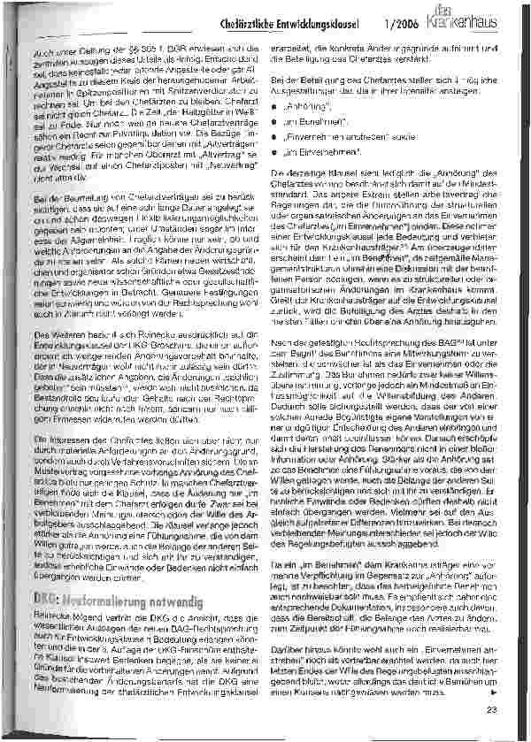 Vorschauseite 5: Das Ende der chefärztlichen Entwicklungsklausel?