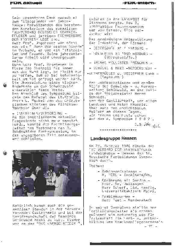 Vorschauseite 3: 3. Schönwald-Symposium für Krankenpflege am 10/11. Oktober 1986