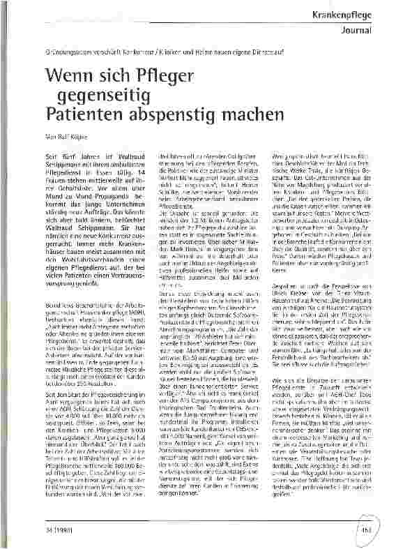 Vorschauseite 1: Wenn sich Pfleger gegenseitig Patienten abspenstig machen