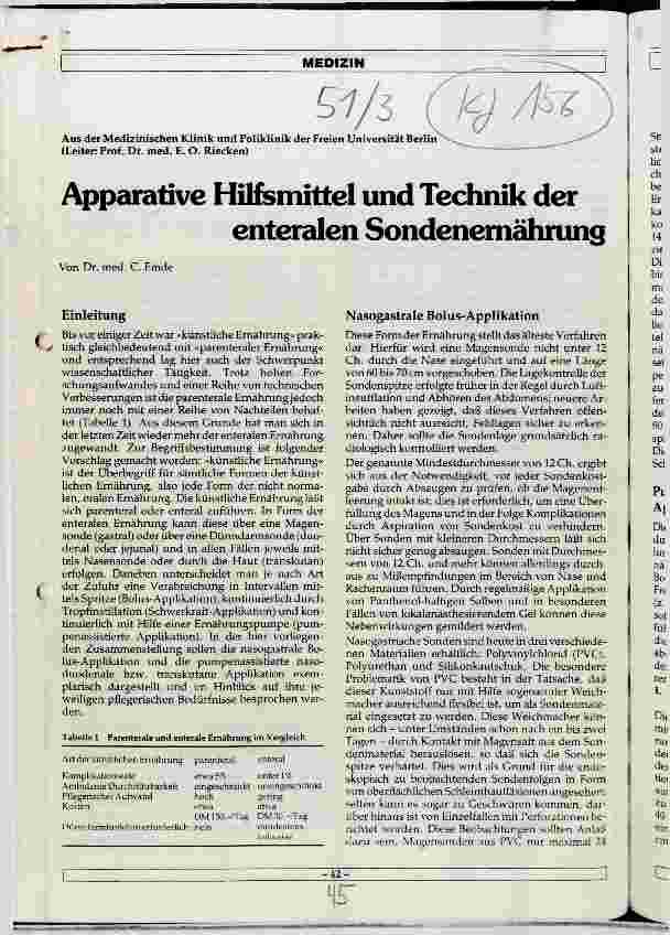 Vorschauseite 1: Apparative Hilfsmittel und Technik der enteralen Sondenernährung