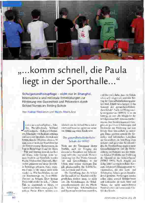 Vorschauseite 1: komm schnell, die Paula iegt in der Sporthalle...