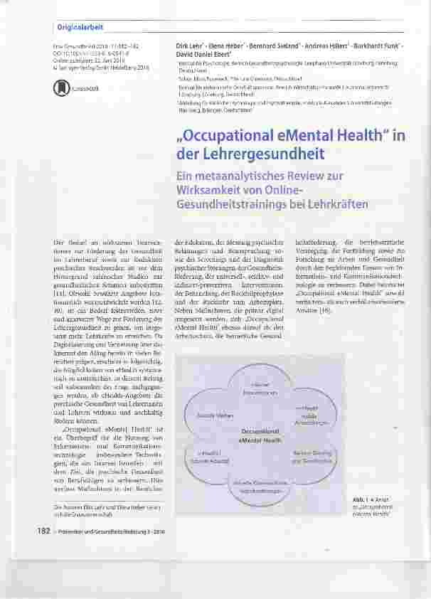 Vorschauseite 1: „Occupational eMental Health in der Lehrergesundheit